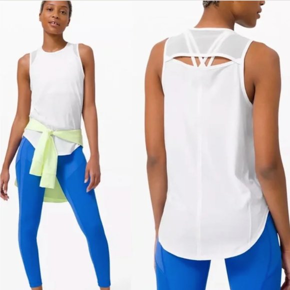 lululemon athletica Tops - Lululemon Sculpt Tank Top Mesh Details White